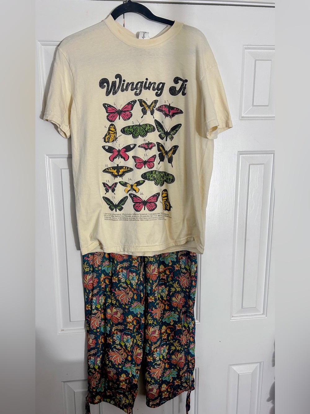 Butterfly T-shirt and Sundance silk jogger bundle